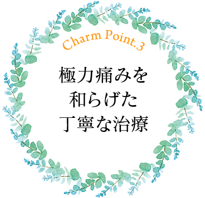 極力痛みを 和らげた 丁寧な治療